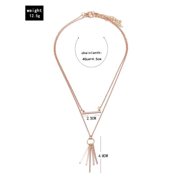 ✨Layered Gold Bar & Tassel Boho Necklace New - Picture 4 of 4